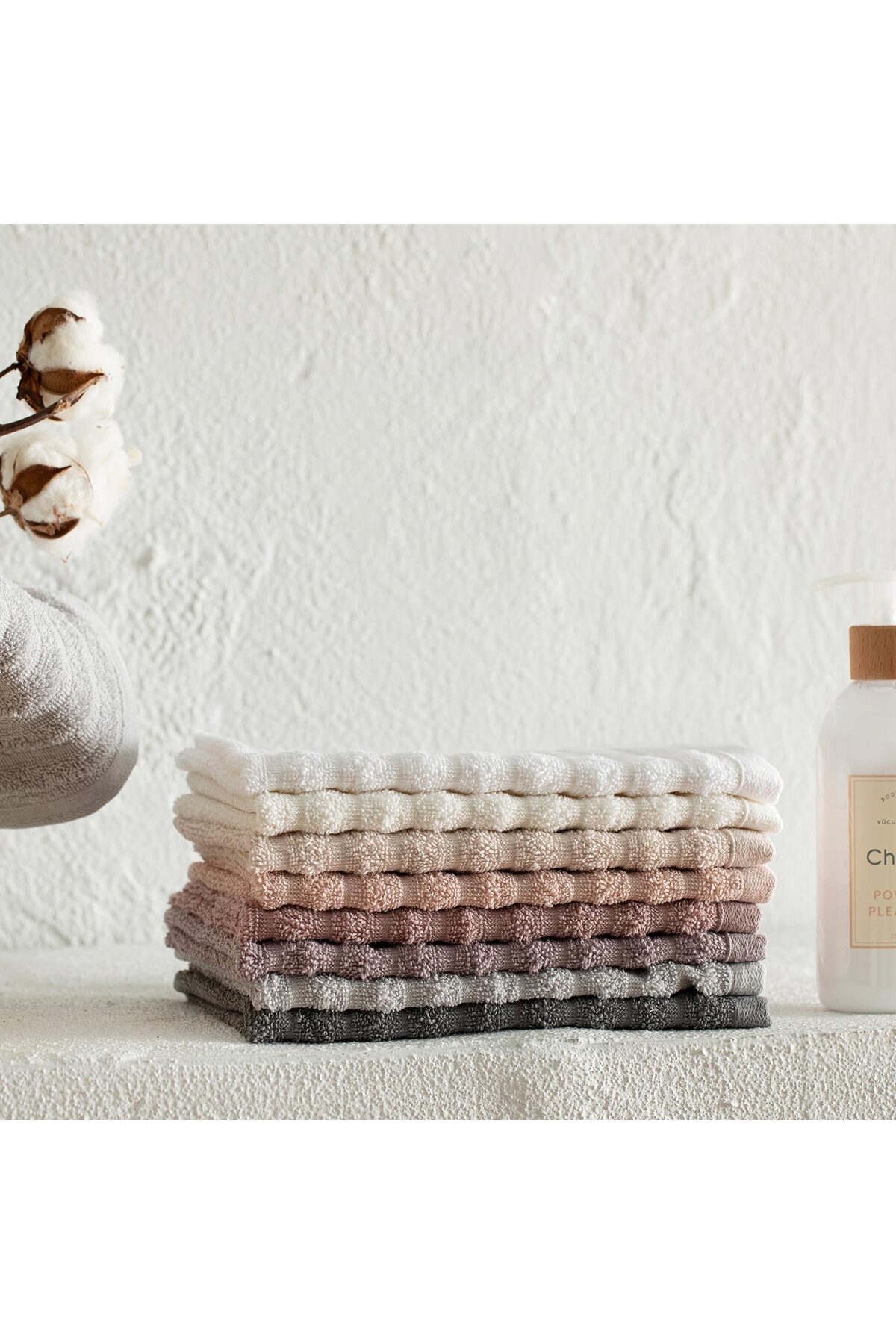 Chakra Waved %100 Pamuk El Havlusu 30x40 cm Ekru - Görsel 2