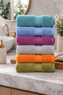 Cotton 6'lı %100 Pamuklu Havlu Seti Çavuş Bordür 50x90 El ve Yüz Havlusu