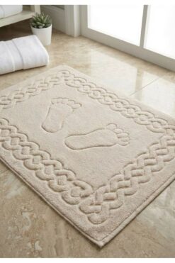 cacao home Ivy Pamuk Ayak Havlusu | Su Emici Banyo Ayak Havlusu 50x70 cm Bej
