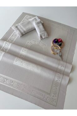 sarra 3'lü Saçaklı Etamin Koyu Seccade Seti - Taş