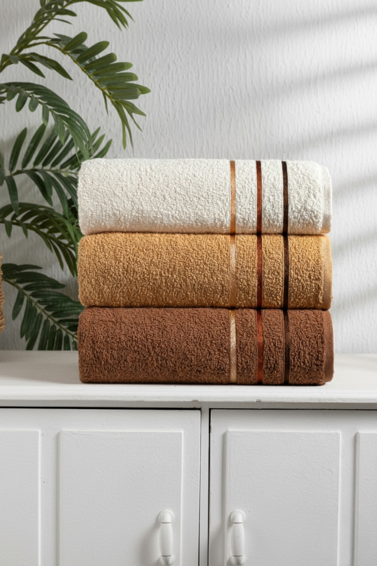 DNZGÜLCAN Mira 3'lü %100 Pamuk Havlu Seti | Beden ve Banyo Havlusu | 50x90 cm