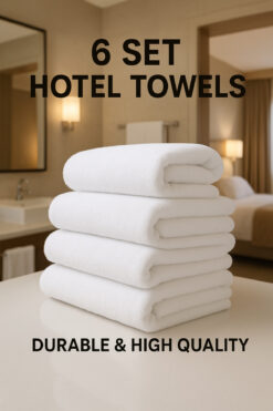 MEŞELİ TEKSTİL 6'Lı Beyaz Otel Banyo Havlusu Battal 90x150 Cm | Hızlı Kuruyan