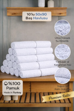 BAMİROSE 50X90 %100 PAMUK 10'LU OTEL HAVLUSU, EL HAVLUSU, YÜZ HAVLUSU, BAŞ HAVLUSU, SPOR HAVLUSU, SPA HAVLU