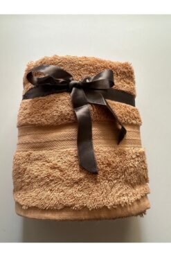 LOOMİKA 2’li %100 Pamuk Kahverengi El & Yüz Havlusu 50x90 cm – Yumuşak, Emici, Şık Tasarım