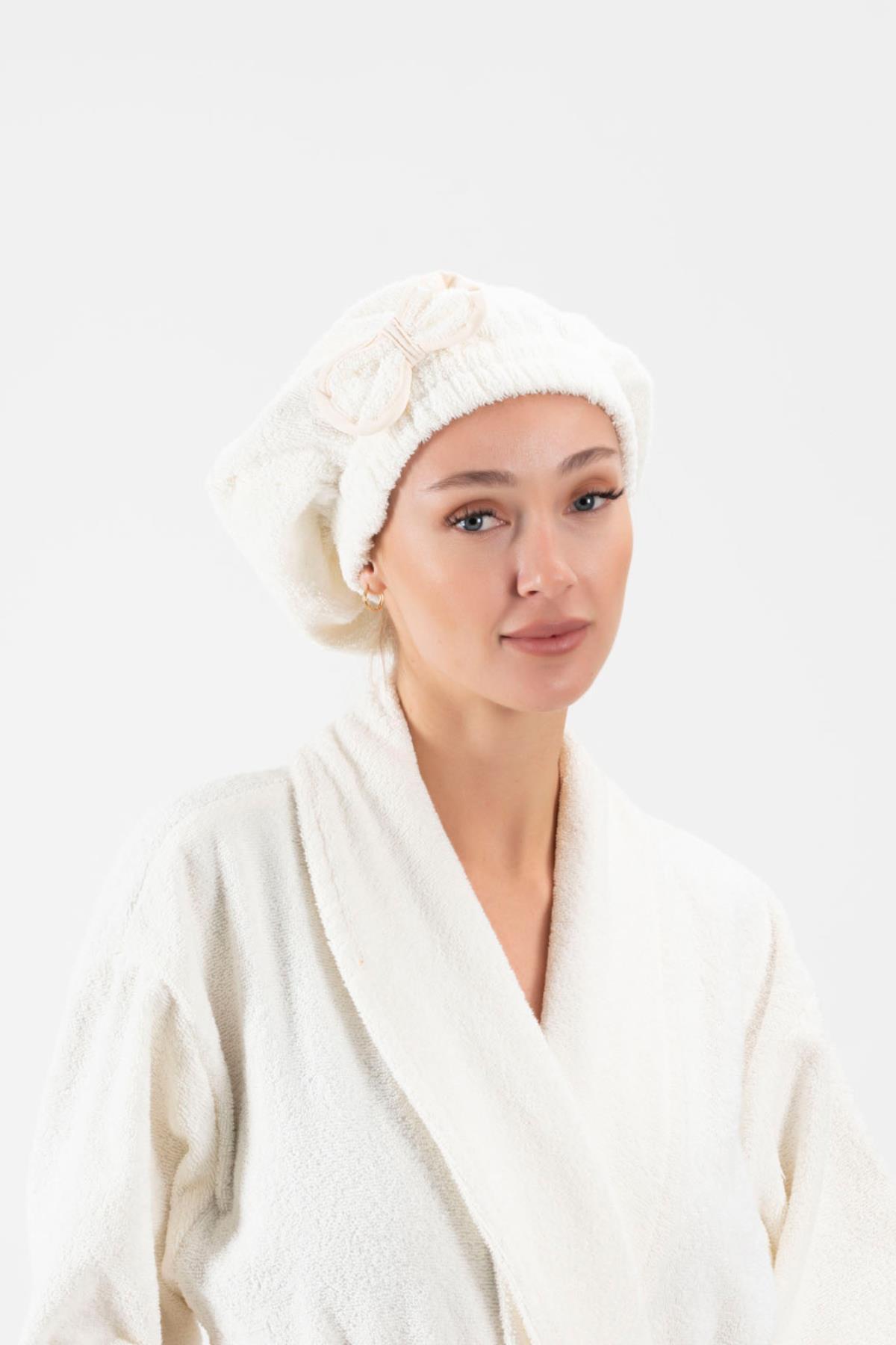 Ender Home CottonVerse Saç Kurulama Bonesi – %100 Pamuk , Fiyonklu