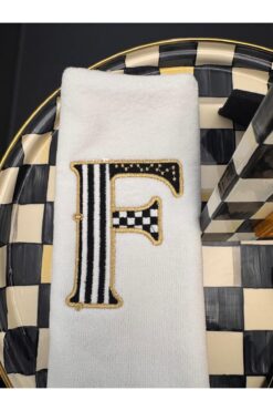 GEFFPRİVE Özel Tasarım Harf Nakışlı El Havlusu | Premium Seri 30x50 -F-