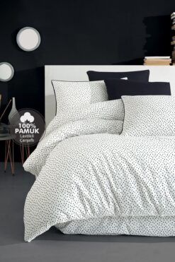 Cote Blanc Points %100 Pamuk Battal Boy Lastikli Çarşaflı Nevresim Takımı