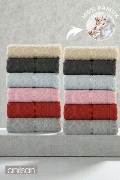 Anılsan 12'li Agora El Havlusu - 50x80 Cm, 170 Gr, %100 Pamuk, Spa Ve Otel Havlusu