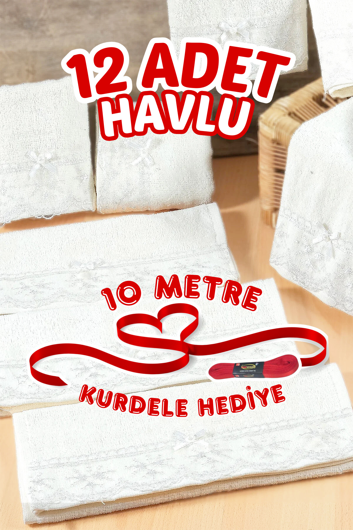 Comfort Home 12'li Söz Nişan Düğün Sünnet Konvoy Araba Havlusu Hediyelik Havlu El Havlusu Kurdele Hediyeli Mutfak
