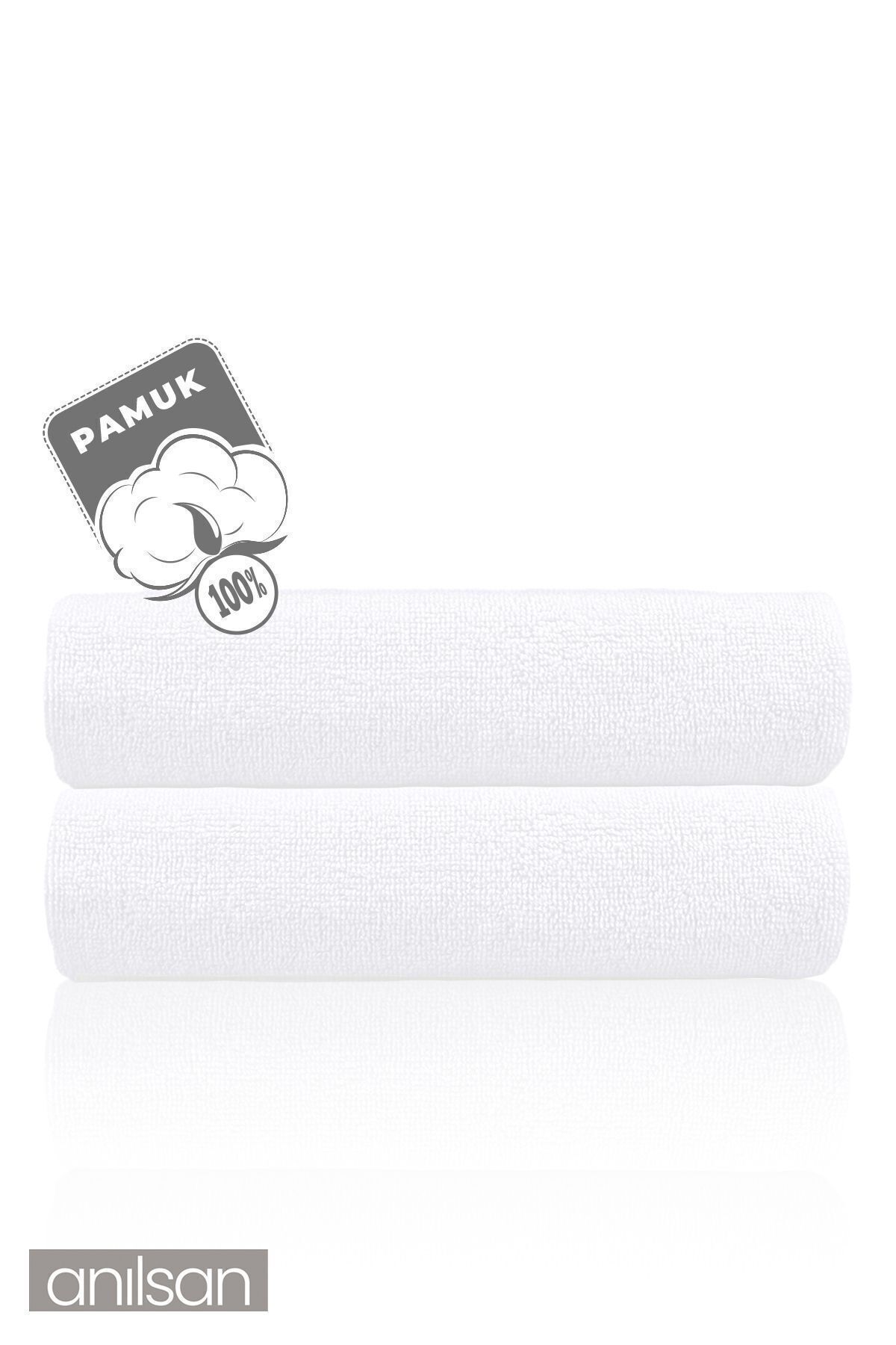 Anılsan 2'li Düz Beyaz Banyo Havlusu - 70x140 Cm, 490 Gr, %100pamuk, Spa Ve Otel Havlusu - Görsel 3