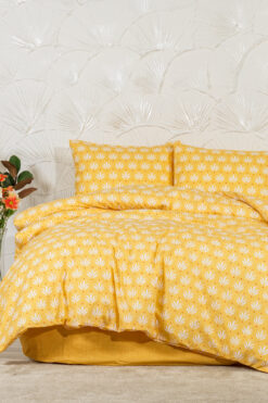 Elart Riva Nevresim Takımı Çift Kişilik Lastikli Çarşaf (200x220 cm) Sarı