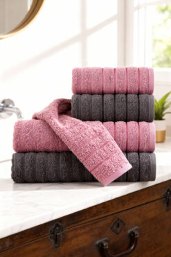 Asilex Home Collection ASILEX HOME Banyo Havlu Seti 4’lü – %100 Pamuk 2 adet El Havlusu + 2 adet 70×140 cm Banyo Havlusu