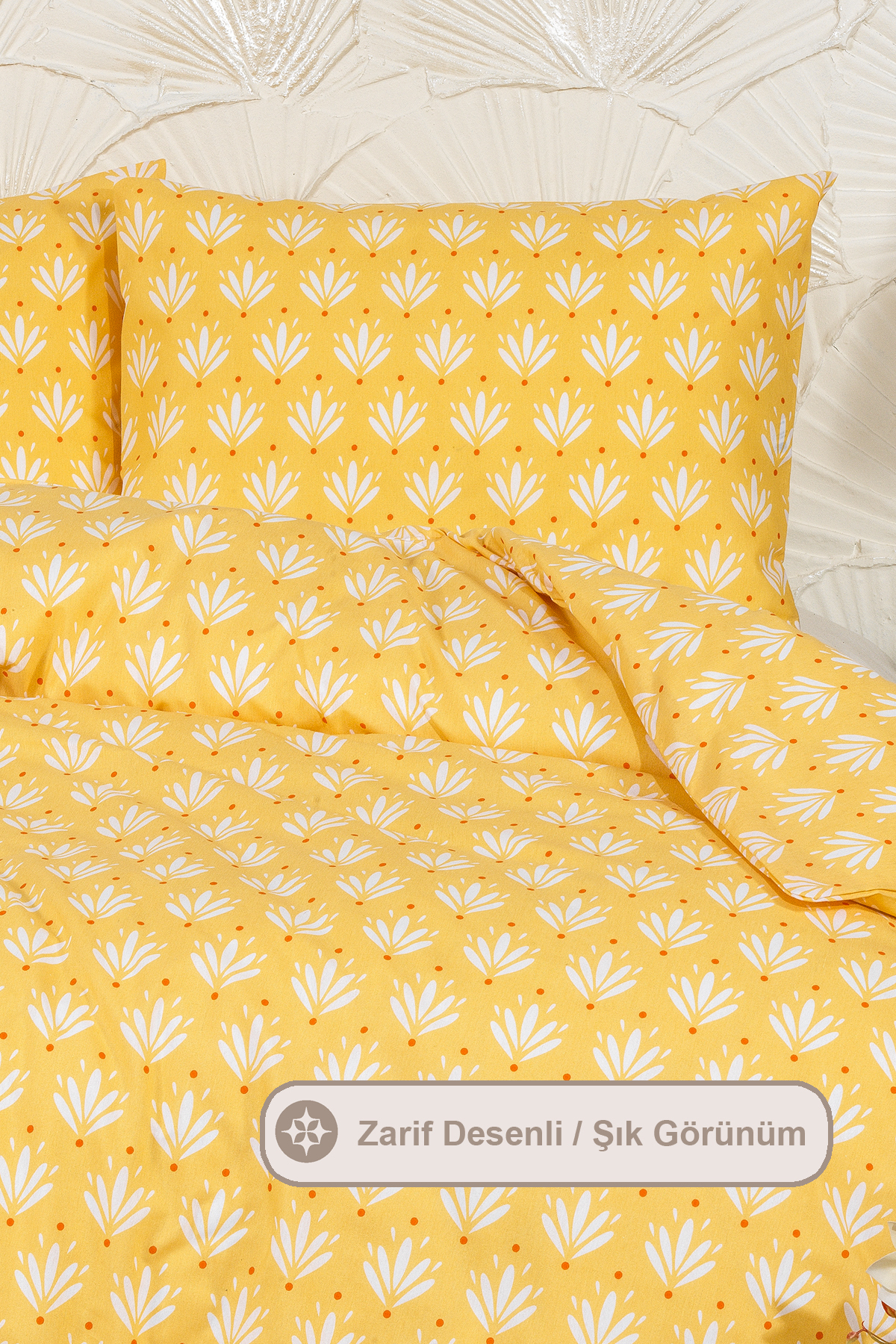 Elart Riva Nevresim Takımı Çift Kişilik Lastikli Çarşaf (200x220 cm) Sarı - Görsel 3