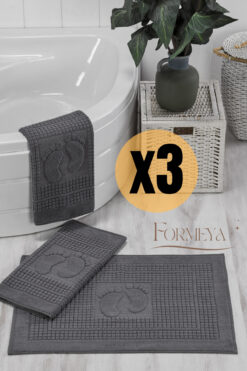 Formeya 3'lü Ayak İzli Bukle Ayak Havlusu - Paspas Banyo Seti (3 adet)