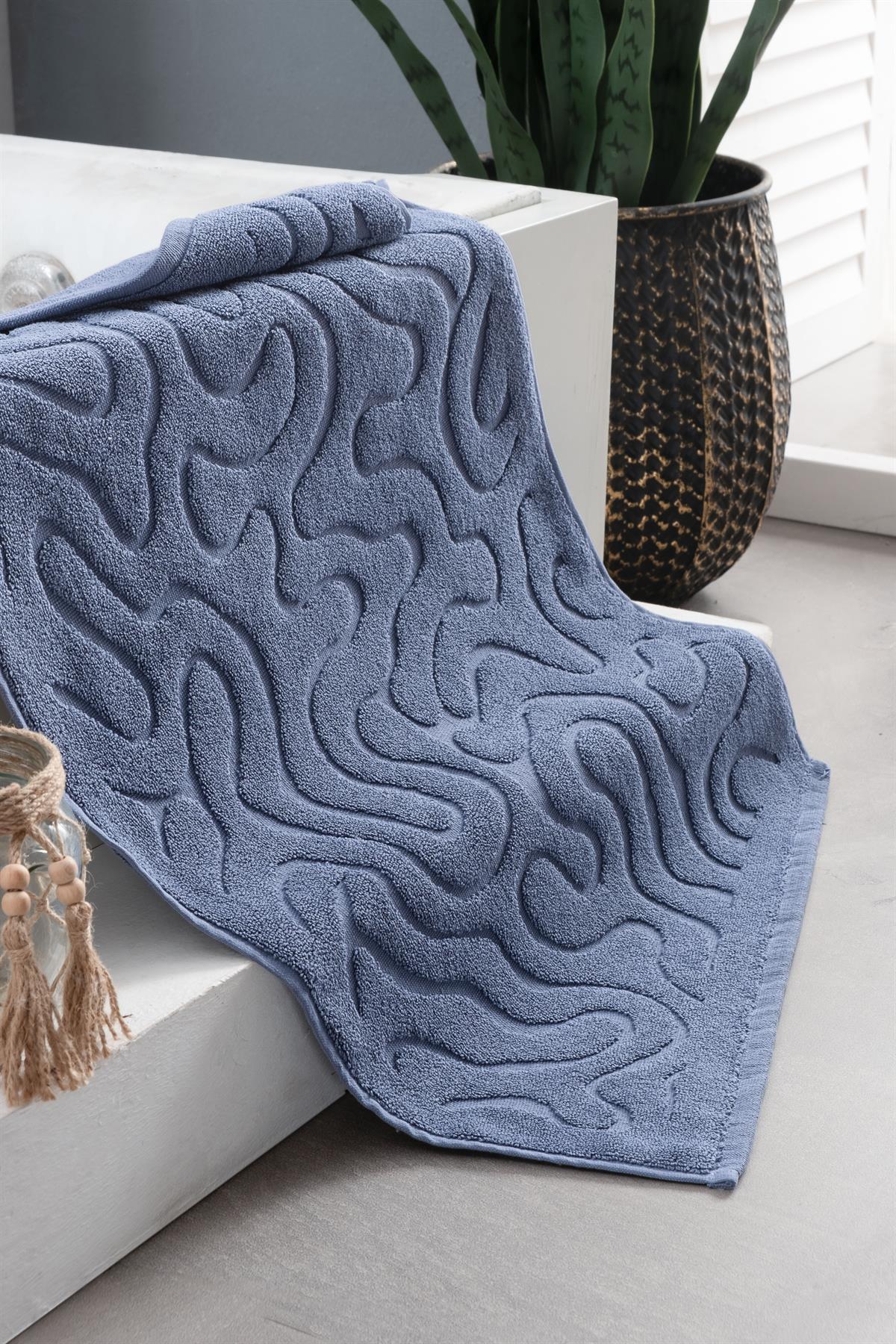 neşe home collection Neşe Home Joy 50x75 cm Ayak Havlusu Mat Mavi – %100 Pamuklu, Yumuşak ve Emici