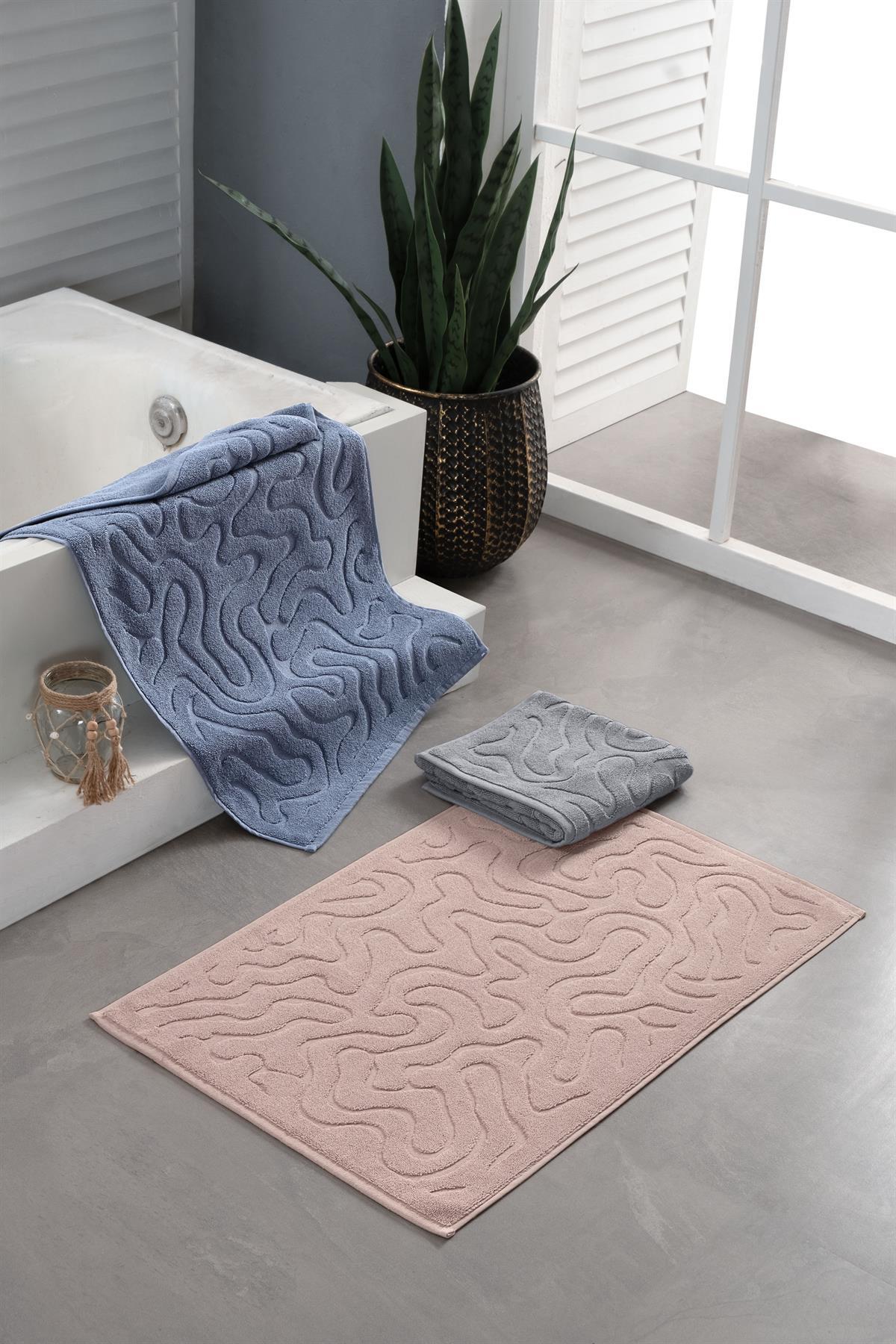 neşe home collection Neşe Home Joy 50x75 cm Ayak Havlusu Mat Mavi – %100 Pamuklu, Yumuşak ve Emici - Görsel 2