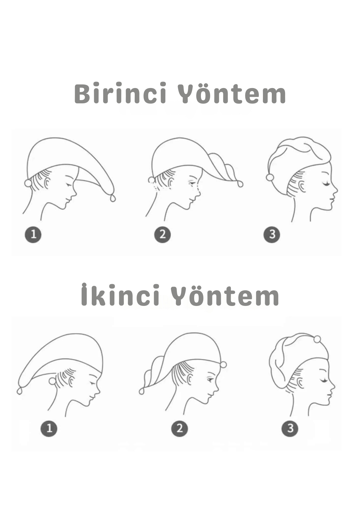 Miss Paris Home Düğme Lastikli Saç Havlusu, Saç Bonesi, Makyaj Bonesi, Yüz Bakım Havlusu, Banyo Sonrası Saç Kurutma - Görsel 3