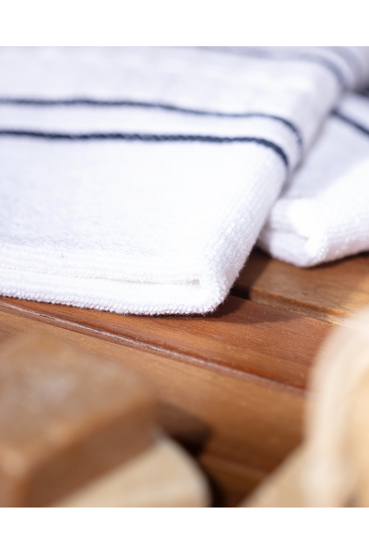 Madame Coco Martin 2'li %100 Pamuk El Havlusu - Beyaz/Lacivert - Görsel 2