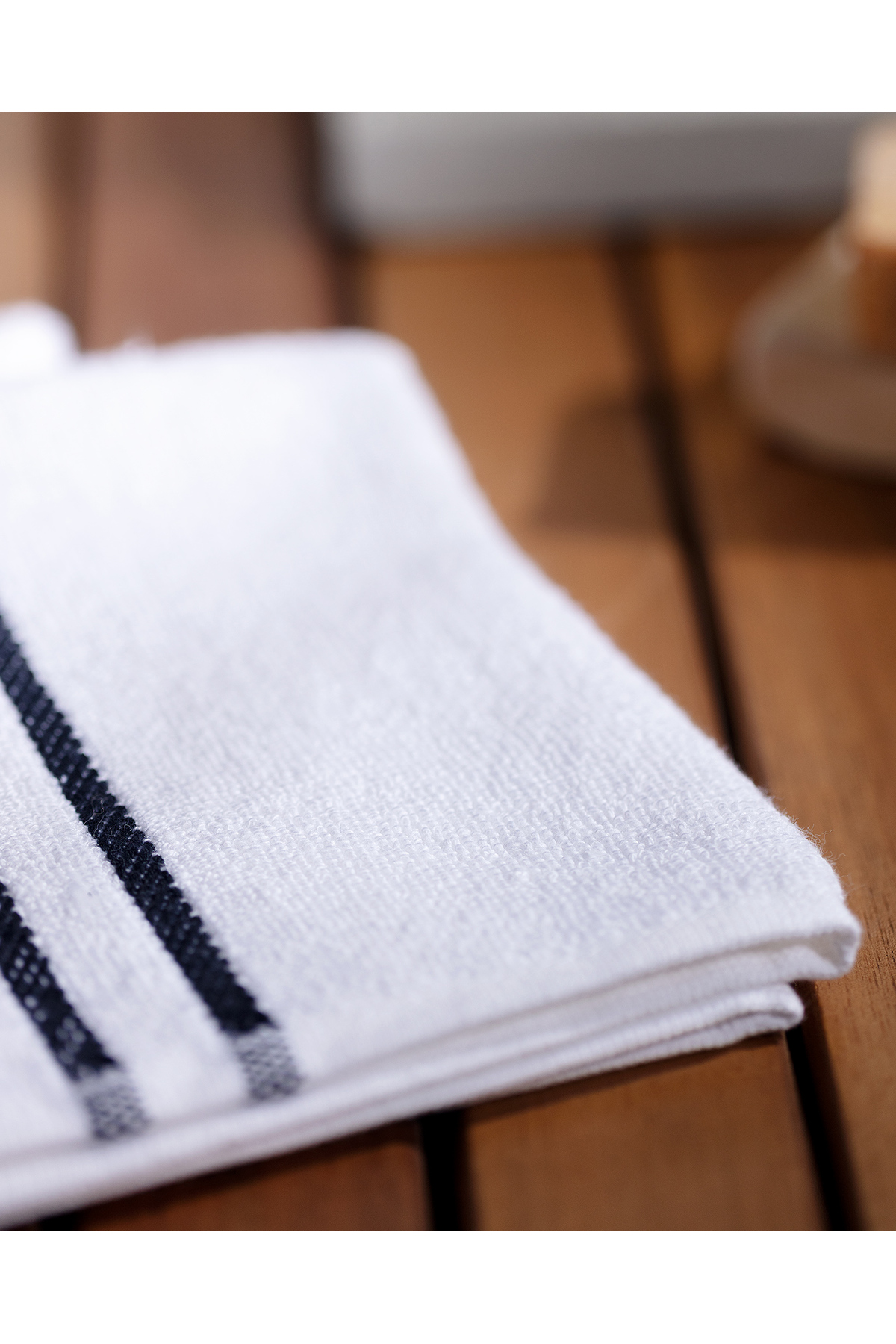Madame Coco Martin 2'li %100 Pamuk El Havlusu - Beyaz/Lacivert - Görsel 3