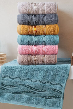 Çeyizim Tuna 6'lı 30x50cm Jakarlı El - Yüz - Mutfak Havlusu Seti | Yumuşak, Hızlı Kuruma, Çeyizlik