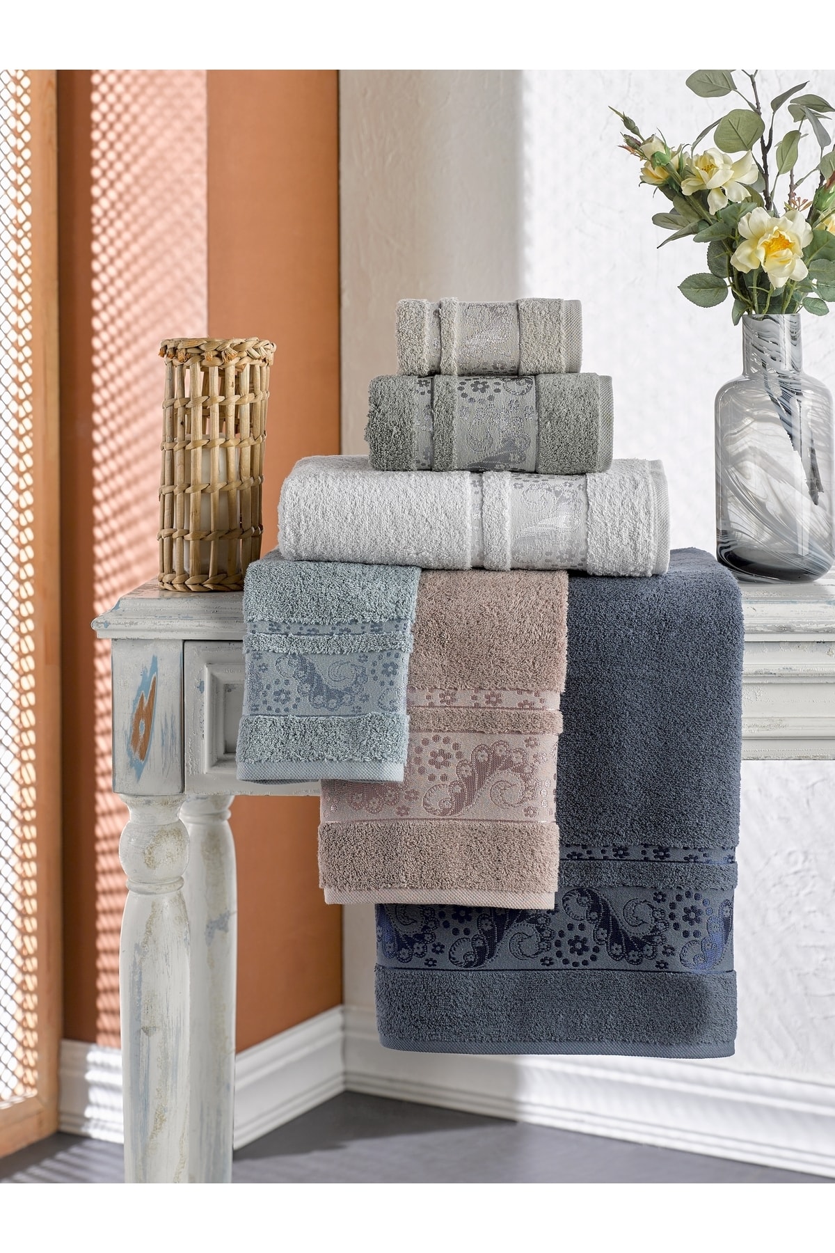 Durul Jakarlı Şal Banyo Havlusu 70x140 6'lı Paket