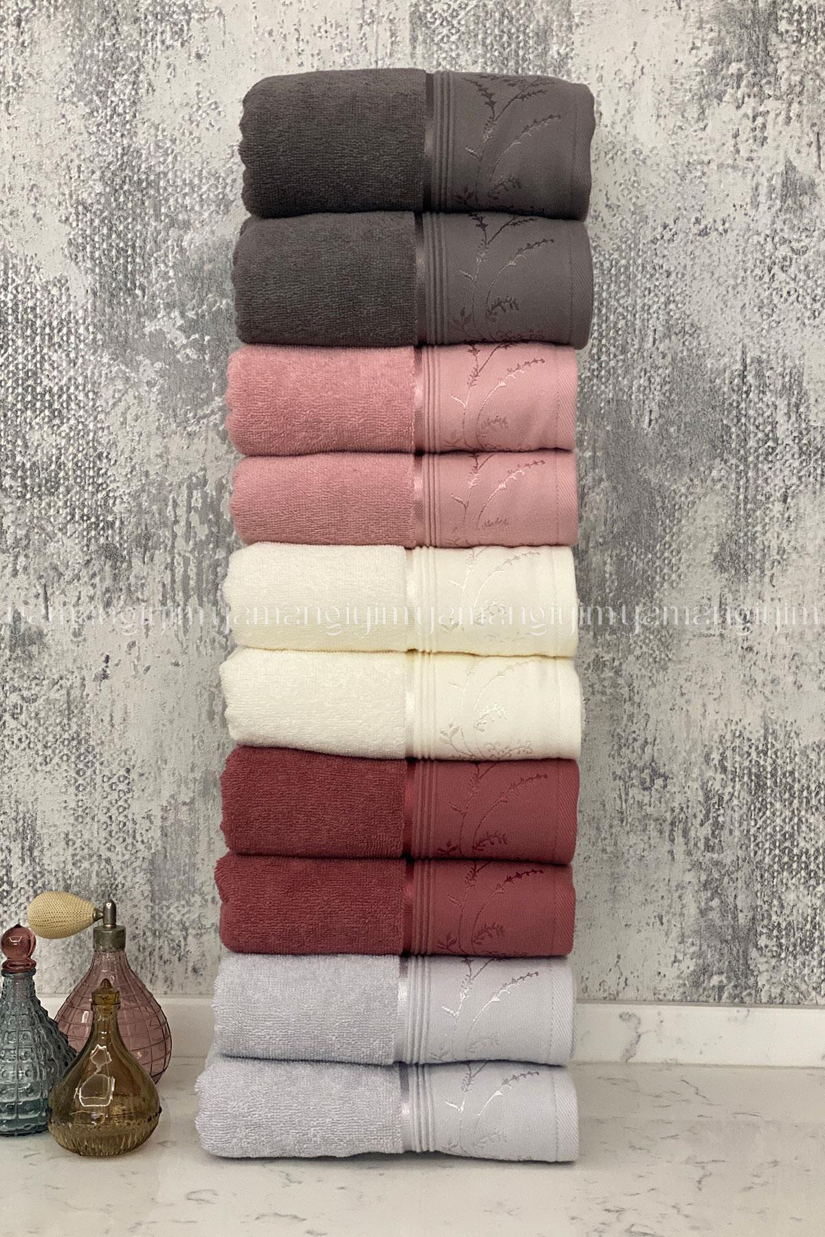 Özdilek Ditsy El-Yüz Havlusu 10 Adet-Gri-Mürdüm-Krem-Pembe-Antrasit