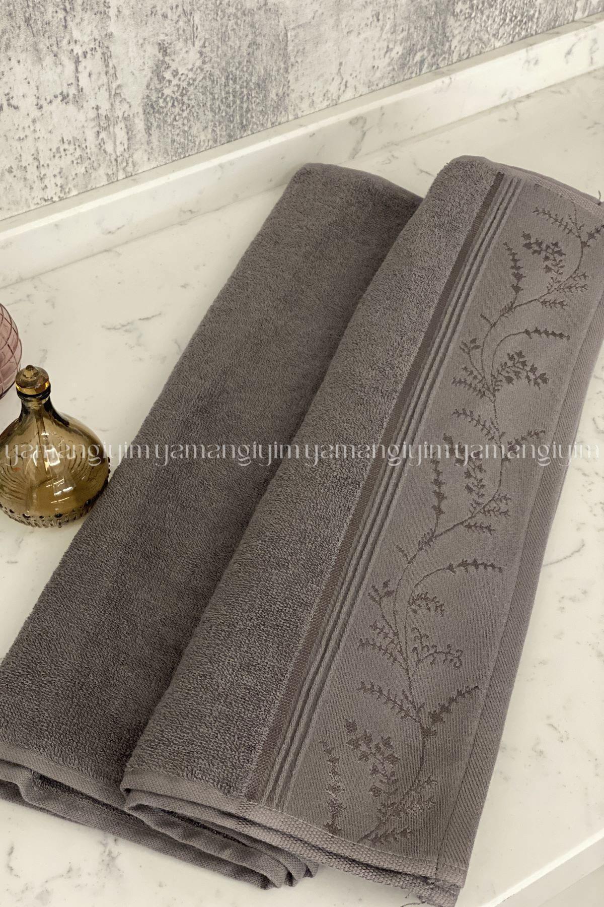 Özdilek Ditsy El-Yüz Havlusu 10 Adet-Gri-Mürdüm-Krem-Pembe-Antrasit - Görsel 2