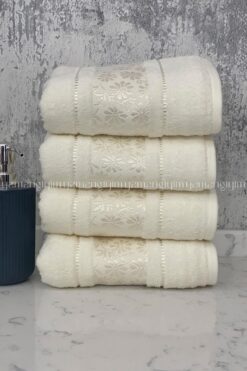 Özdilek Blossom El-Yüz Havlusu 4 Adet-Krem