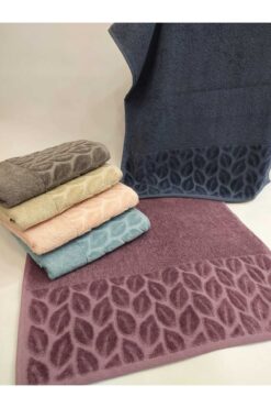 Nurpak Marka Hazal Model 6'lı El-yüz Havlu Seti Mavi-somon-kahve-füme-lacivert-mürdüm 50x90)