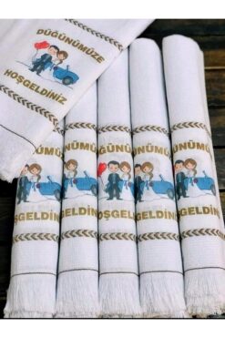 yörük tuhafiye Düğün Havlusu Araba Havlusu ,konvoy Havlusu 12 Li Paketli Gelin Damat Model