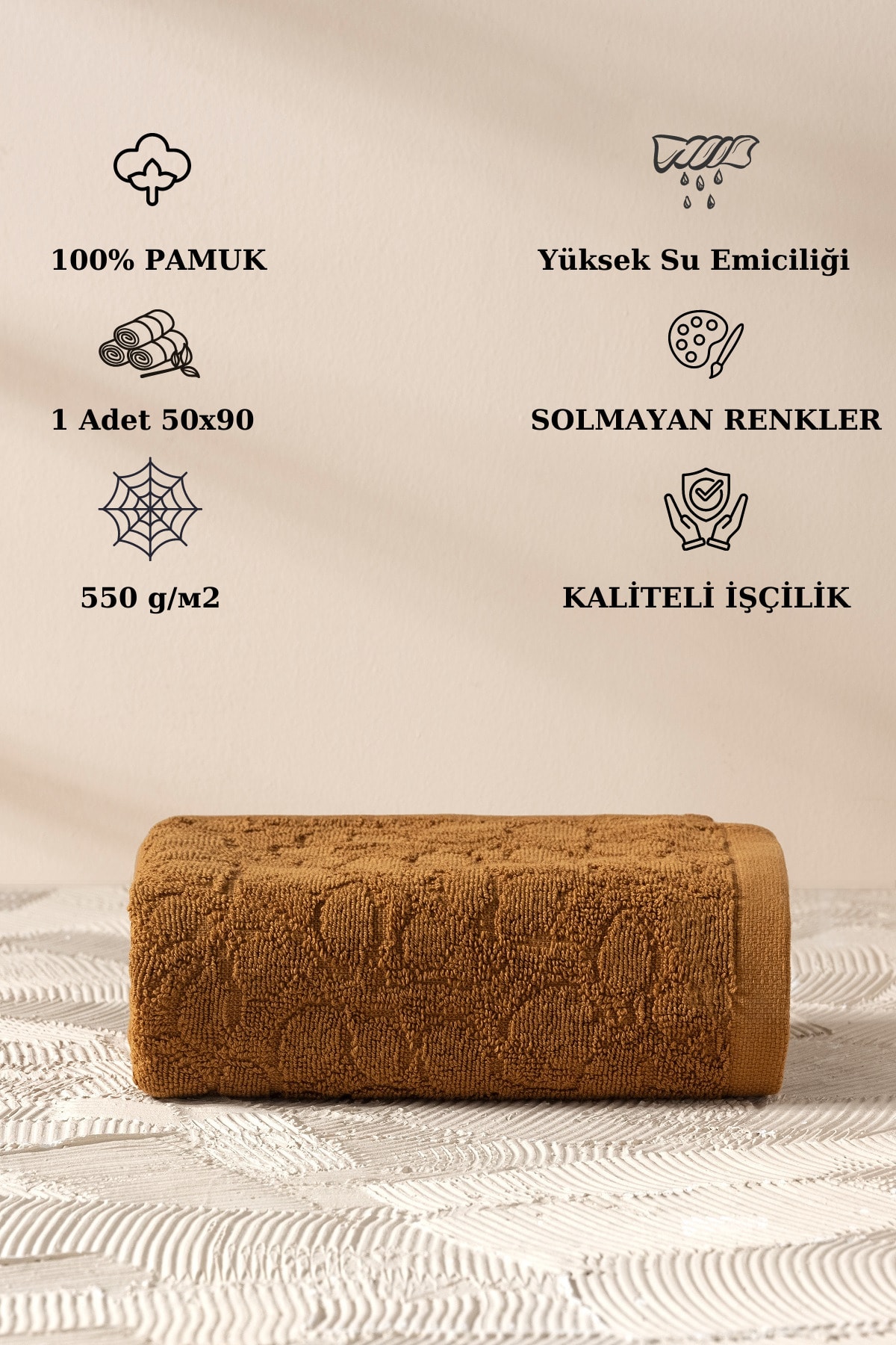 ARACHNE Ivy | Tekli | 50x90cm | 100% Pamuk | Premium Havlu | Özel Bez Çantası Hediyelidir |