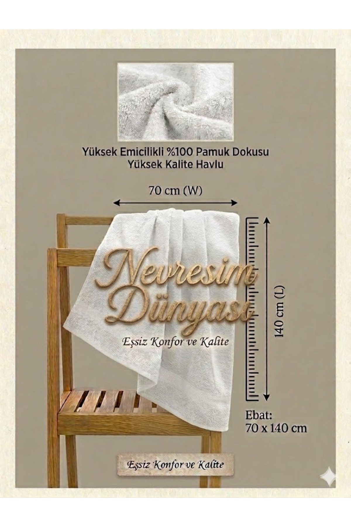 Nevresim Dünyası Prime Havlu 70x140 Beyaz