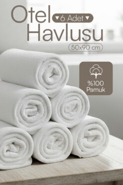 Çeyizim 6 Adet Beyaz Otel Havlusu | El, Yüz Havlusu, Baş Havlusu | Kuaför Havlusu 50x90 Cm - %100 Pamuk