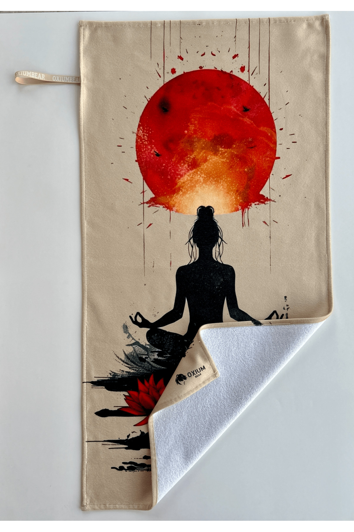 OXIUM BEAR Mikrofiber, Yoga, Pilates, Reformer, Kadın Fitness Spor Havlusu 50x90 Pamuklu Özel Tasarım - LOTUS - Görsel 3