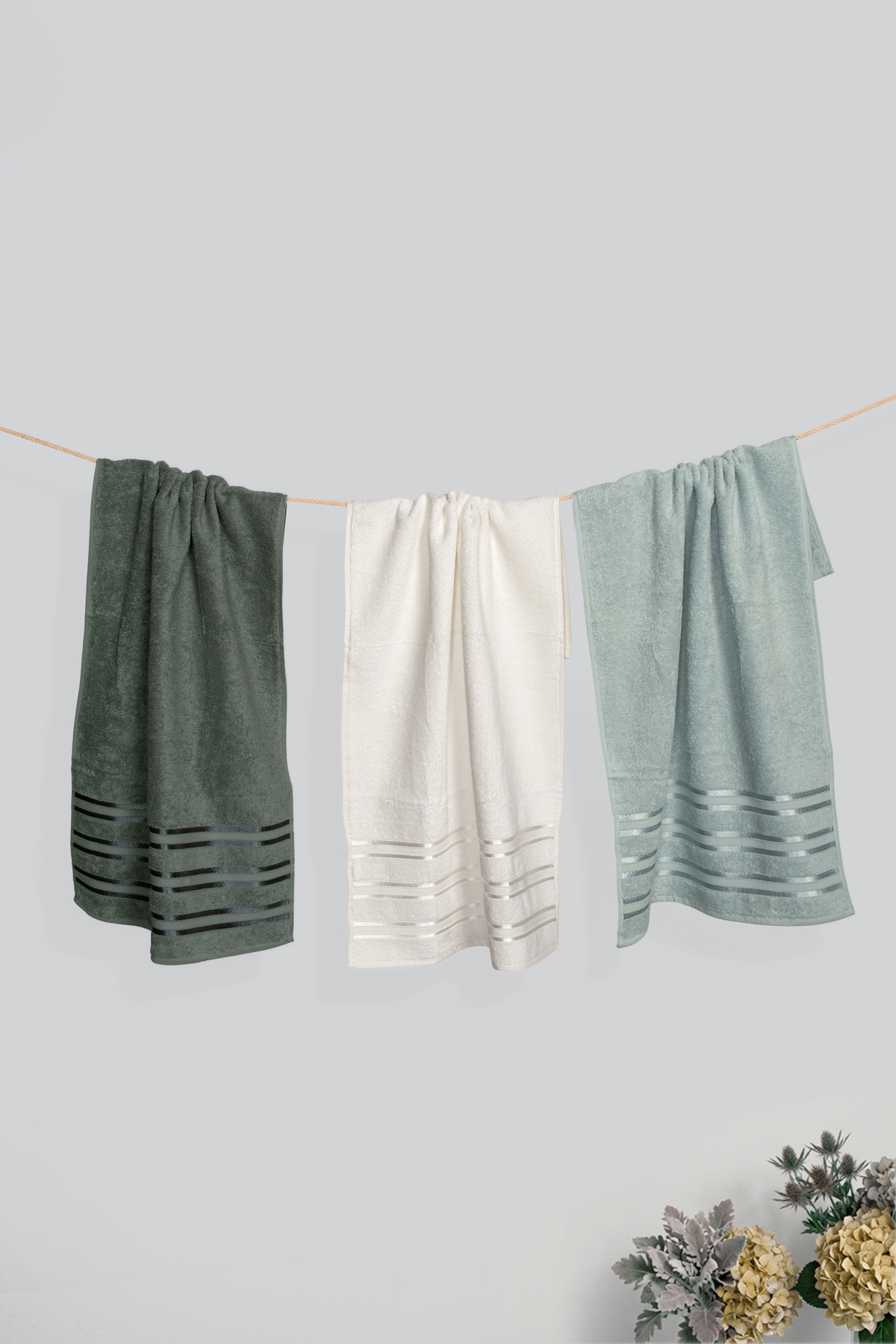 Coton Delux Pera 3'lü %100 Pamuk Havlu Seti | El, Yüz - Saç Havlusu | Çantalı, Çeyizlik, Hediyelik| 50x90 cm - Görsel 2