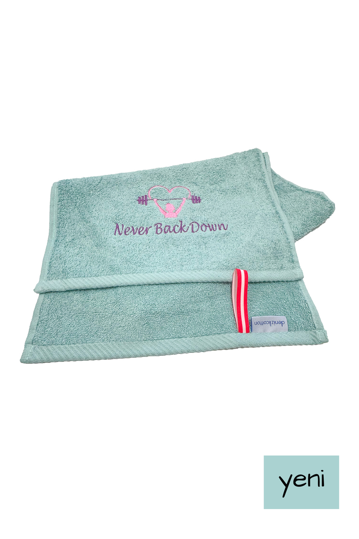 denizlicotton Nakışlı Sporcu Havlusu Pamuklu, Anti bakteriyel, Ter Emici Fitness Plates Boks Tenis Spor Havlusu