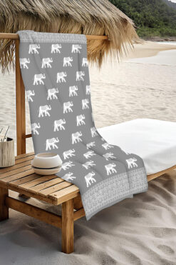 PATRON Dijital Baskı Plaj Deniz Havlusu Fil Desenli Peştamal HVL0111