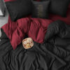İQON Lastikli Çarşaflı Nevresim Takımı Çift Kişilik Bordo-Siyah BlackBurgundy