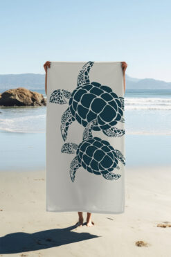 PATRON Dijital Baskı Plaj Deniz Havlusu Kaplumbağa Desenli Peştamal HVL0128