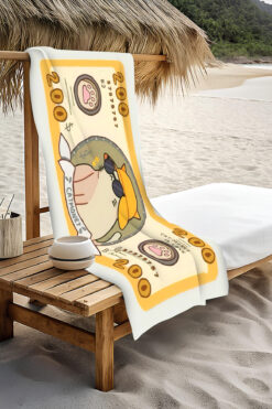 PATRON Dijital Baskı Plaj Deniz Havlusu Kedi Figürlü Dolar Peştamal HVL0106