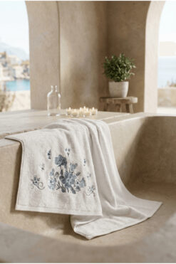 Bella Home Bambu Pamuk Çiçek Nakışlı 50 x 90 cm Nakışlı El Havlusu