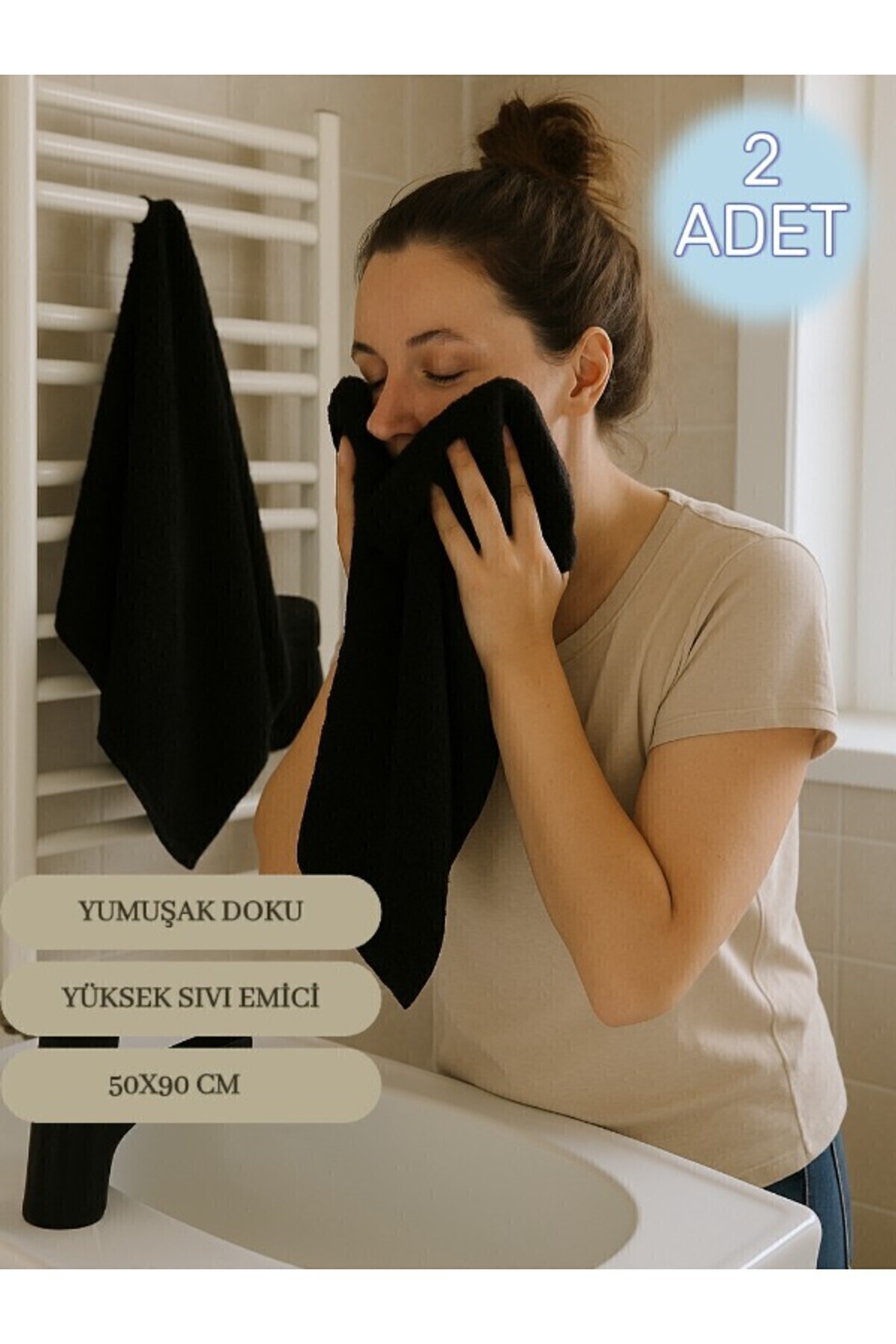 embays collection ( 2 Adet ) 50x90cm Pamuklu Havlu , Berber Havlusu, Kuaför Havlusu, Sporcu Havlusu, El Yüz Havlusu