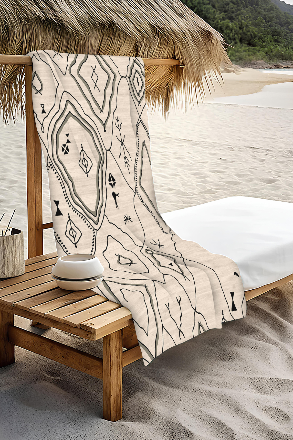 PATRON Dijital Baskı Plaj Deniz Havlusu Modern Desenli Peştamal HVL0091