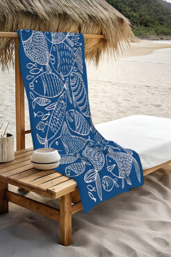 PATRON Dijital Baskı Plaj Deniz Havlusu Balık Desenli Peştamal HVL0116