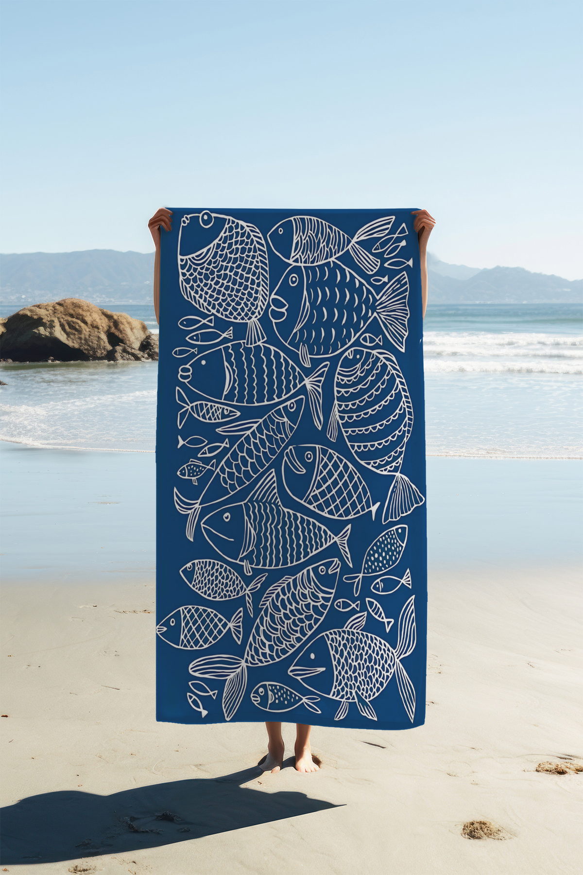 PATRON Dijital Baskı Plaj Deniz Havlusu Balık Desenli Peştamal HVL0116 - Görsel 2