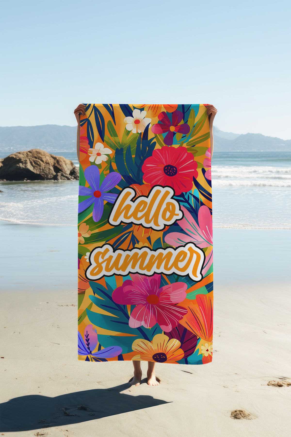 PATRON Dijital Baskı Plaj Deniz Havlusu Hello Summer Desenli Peştamal HVL0095 - Görsel 2