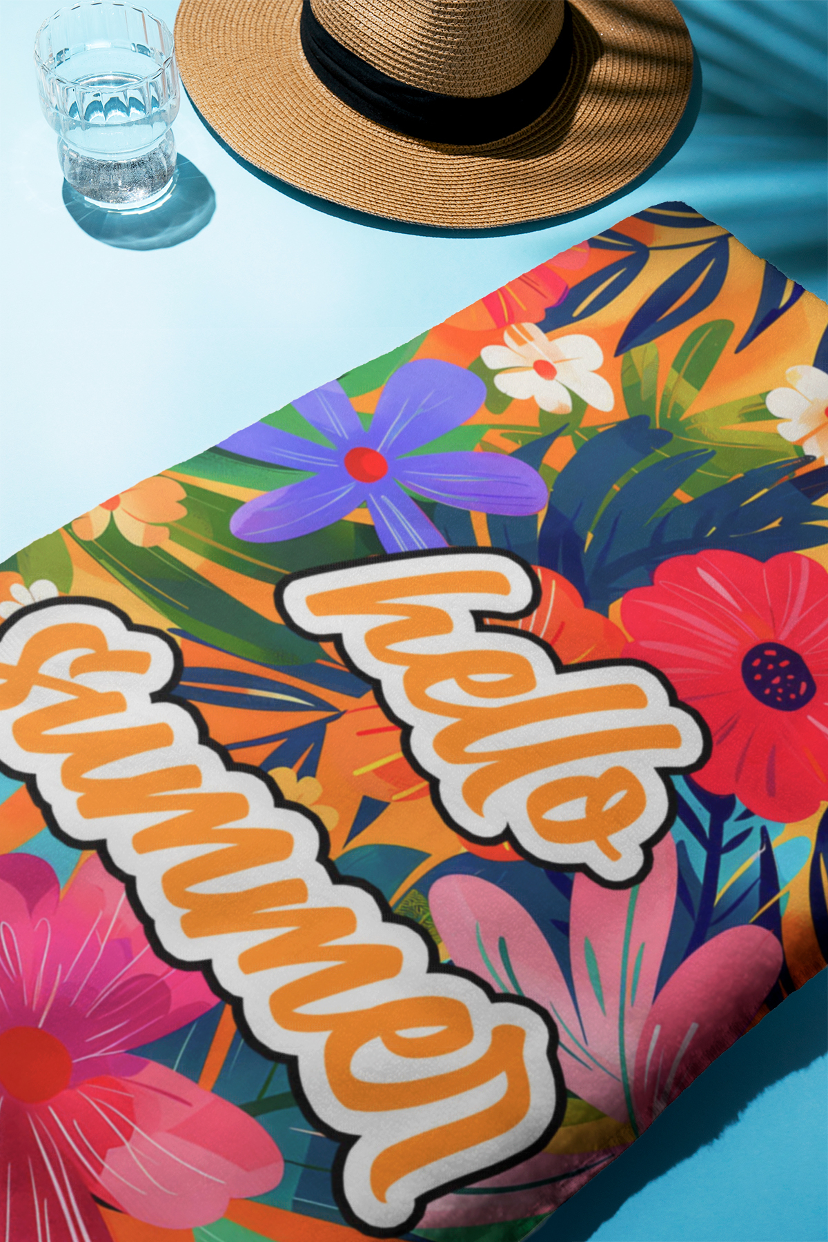 PATRON Dijital Baskı Plaj Deniz Havlusu Hello Summer Desenli Peştamal HVL0095 - Görsel 3