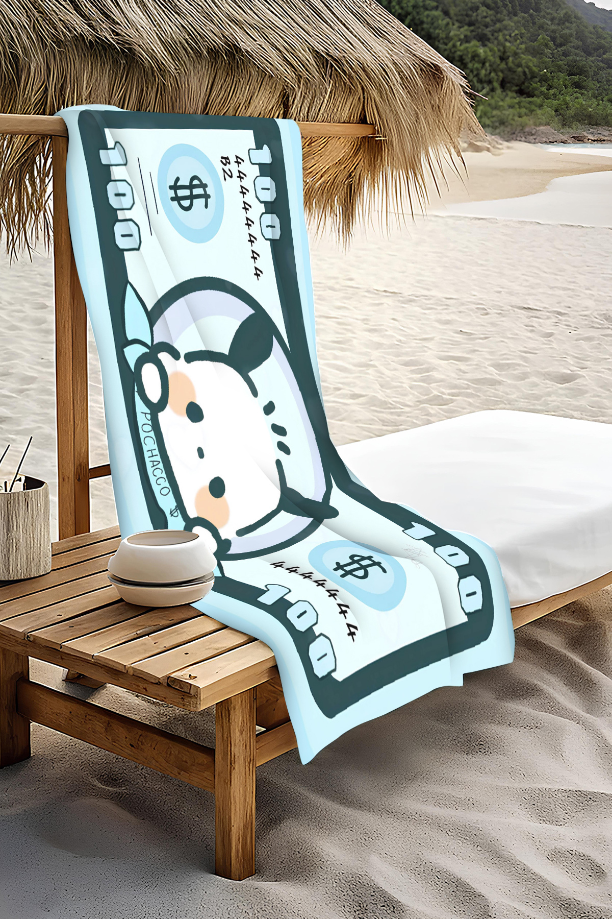 PATRON Dijital Baskı Plaj Deniz Havlusu Tavşan Figürlü Dolar Peştamal HVL0109