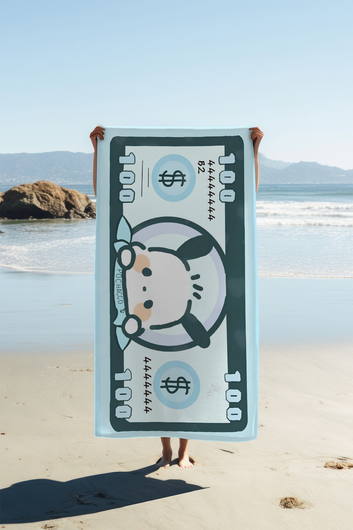 PATRON Dijital Baskı Plaj Deniz Havlusu Tavşan Figürlü Dolar Peştamal HVL0109 - Görsel 2