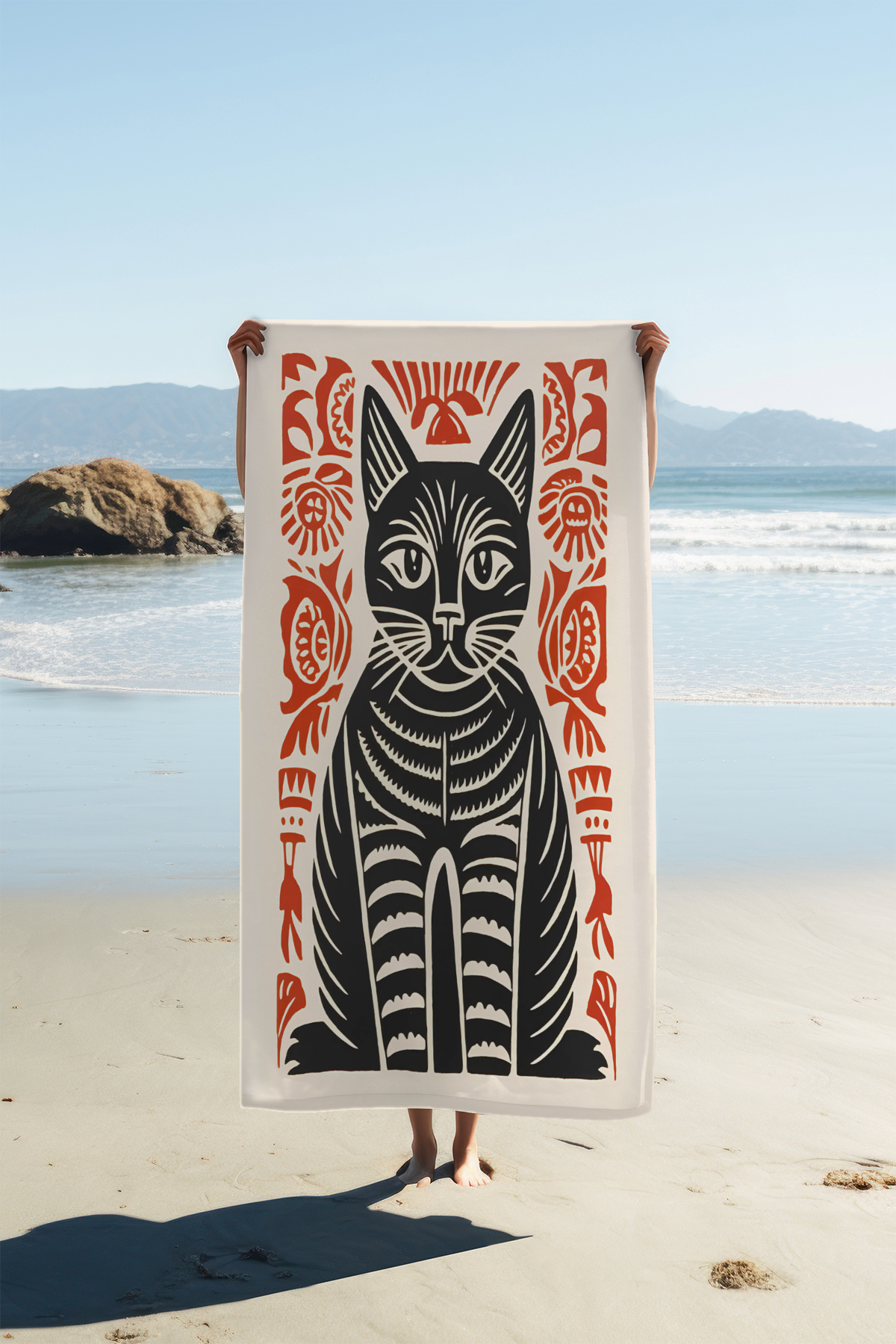 PATRON Dijital Baskı Plaj Deniz Havlusu Kedi Desenli Peştamal HVL0139 - Görsel 2